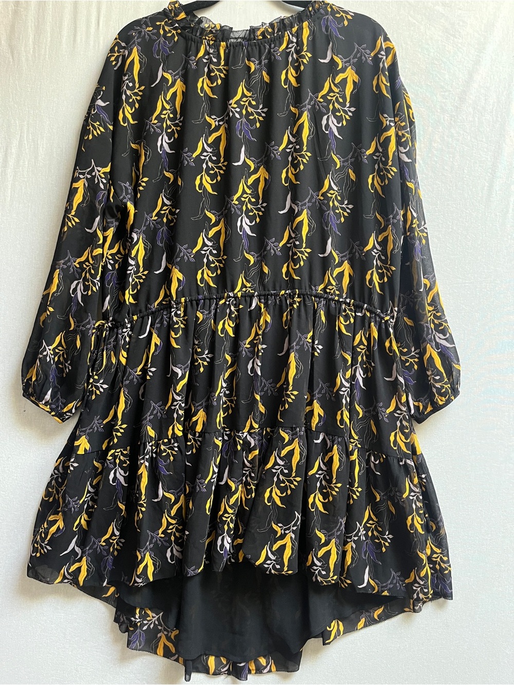 Le Fou Wilfred Aritzia Floral Chiffon Tiered Dress Black Size XL